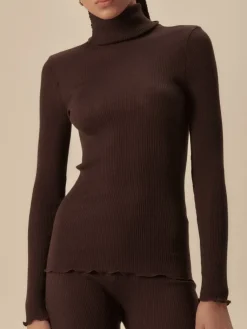 Wolle-Seide Shirts|Mit Rollkragen^Oscalito Merinowolle-Seide TURTLENECK SHIRT gerippt uni von