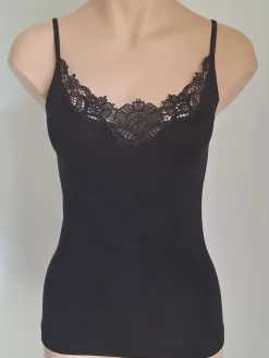 Wolle-Seide Tops|Spaghettiträger Tops^Artimaglia Merinowolle-Seide Unterhemd mit Spitze von