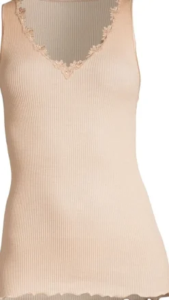 Wolle-Seide Tops|Tops Mit Spitze^Oscalito Merinowolle-Seide Unterhemd gerippt von beige oder schwarz