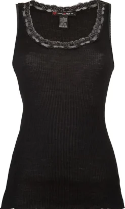 Camisole (Breite Träger)|Wolle-Seide Tops^Artimaglia Merinowolle-Seide UNTERHEMD gerippt mit Spitze von