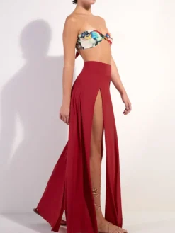 Strandkleider & Sommerkleider|Kaftan, Tunika & Pareo^Pain de Sucre Mikrofaserjersey Strandrock JAX 16 lang von rot oder rubin-rot