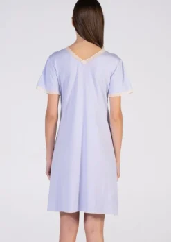 Edle Nachthemden^Verdiani Modal Kurzarm Nachtshirt LAVANDA flieder kurz von zartes lavendel-flieder mit Spitze