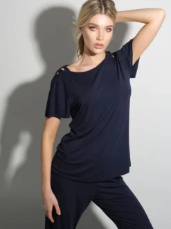 Feine Pyjamas^Verdiani Modal Kurzarm-Schlafanzug WKND No. 19 von dunkelblau