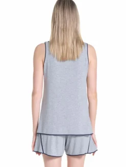 Feine Pyjamas^Verdiani Modal Kurz-Schlafanzug WKND No. 20 grau von grau mit dunkelblau