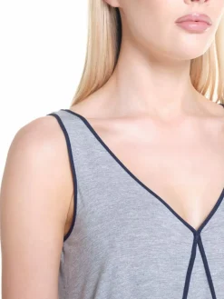 Feine Pyjamas^Verdiani Modal Kurz-Schlafanzug WKND No. 20 grau von grau mit dunkelblau