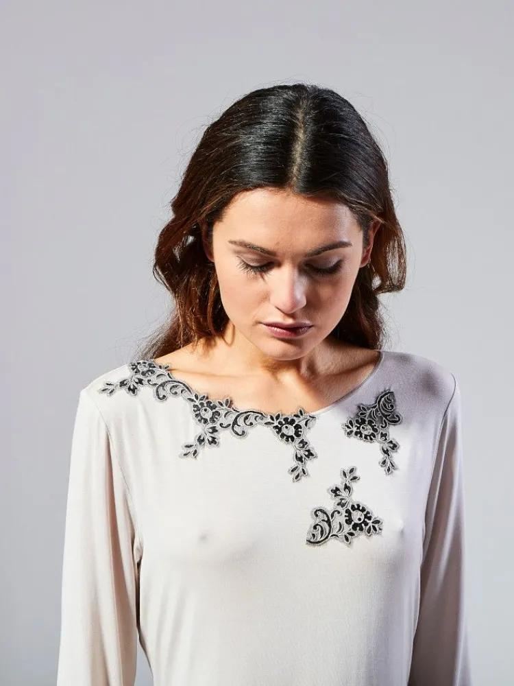 Edle Nachthemden^Fu00fcrstenberg Modal Langarm Nachtkleid VERA edel von Fürstenberg