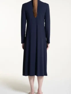Edle Nachthemden^Verdiani Modal langarm Nachtkleid LAVINIA von dunkelblau