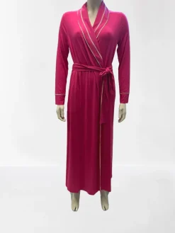 Exquisite Morgenmäntel|Morgenmantel Lang^Paladini Modal Morgenmantel ARGENTA in pink von pink mit beige