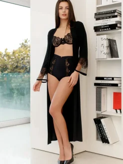 Exquisite Morgenmäntel|Morgenmantel Lang^Ritratti Modal Morgenmantel RITA von schwarz