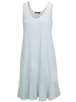 Edle Nachthemden^Fu00fcrstenberg Modal Nachthemd BLU SKY von Fürstenberg Black Label cremeweiß oder hellblau mit Spitze