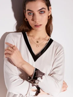 Edle Nachthemden^Chiara Fiorini Modal Nachthemd CORDA zartbeige Langarm von hellbeige