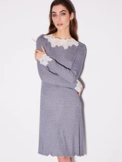 Edle Nachthemden^Chiara Fiorini Modal Nachthemd DENIM in jeansblau von helles Jeansblau