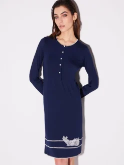 Edle Nachthemden^Chiara Fiorini Modal Nachthemd mit Knopfleiste von