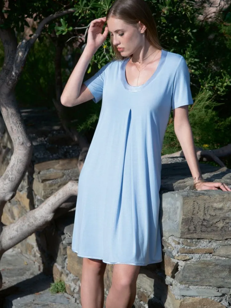 Edle Nachthemden^Chiara Fiorini Modal Nachthemd SUMMER CIELO No. 2 himmelblau von cielo himmelblau