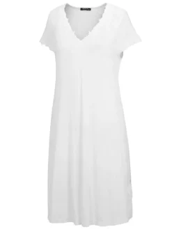 Edle Nachthemden^Fu00fcrstenberg Modal Nachtkleid BLU SKY von Fürstenberg Black Label cremeweiß oder hellblau mit Spitze