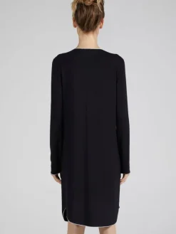 Edle Nachthemden^Verdiani Modal Nachtkleid WKND No. 3 knielang schwarz-puder von schwarz mit puder