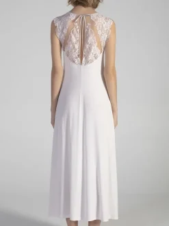 Edle Nachthemden|Alle Negligés^Verdiani Modal Neglige SNOW in weiss von cremeweiss