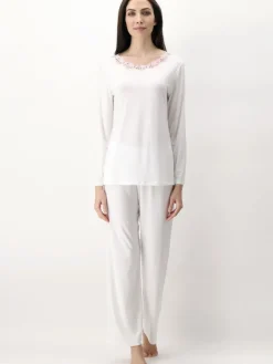 Feine Pyjamas^Luna di Seta Modal Pyjama MACRAMÉ MODAL cremeweiß von cremeweiss