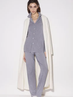 Feine Pyjamas^Chiara Fiorini Modal Pyjama NADELSTREIFEN in jeansblau von helles jeansblau