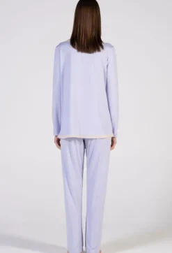 Feine Pyjamas^Verdiani Modal Schlafanzug LAVANDA zart flieder von zartes Flieder mit creme farbenem Tüll