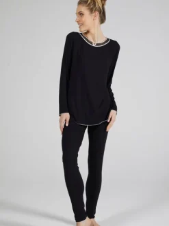 Feine Pyjamas^Verdiani Modal Schlafanzug WKND No. 2 schwarz-puder von schwarz mit puder