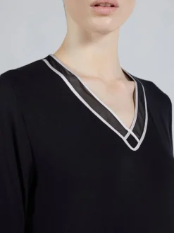 Edle Nachthemden^Verdiani Modal Sleepshirt WKND No. 4 knielang schwarz-puder von schwarz mit puder