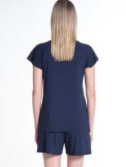 Feine Pyjamas^Verdiani Modal Sommer-Schlafanzug WKND No. 18 von dunkelblau
