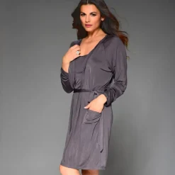 Morgenmantel Kurz|Morgenmantel Mit Seide^Gattina Morgenmantel kurz aus 100% Wirkseide PURE von