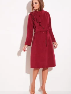 Bademantel|Lounge-Wear^Chiara Fiorini Morgenmantel KUSCHEL FLEECE mit Viscose kurz von himbeere oder dunkelblau