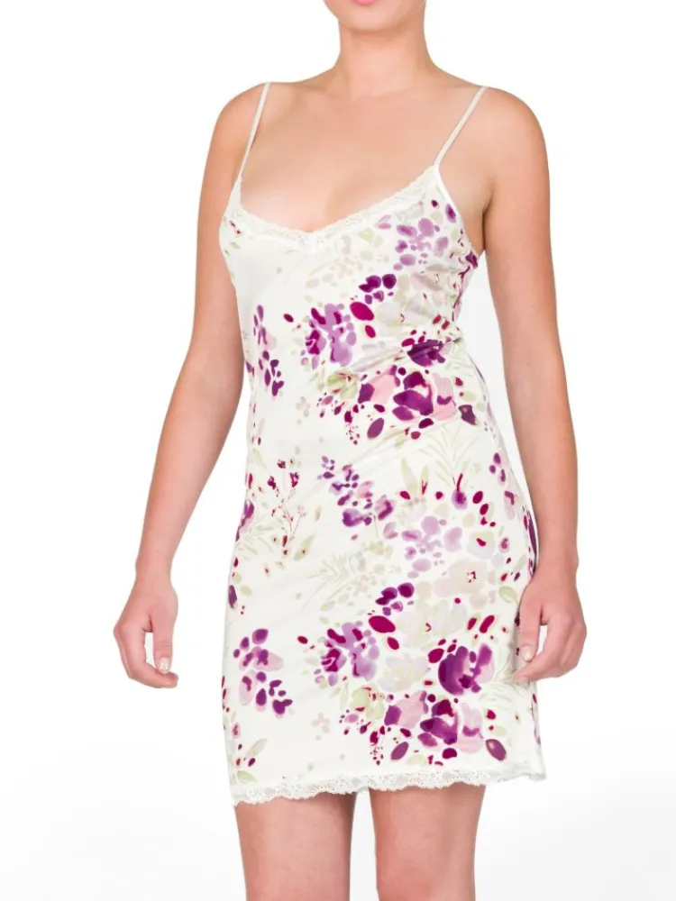 Seidennachthemd^Gattina Nachthemd CAYO LARGO mit Blumendruck von Wirkseide Seidenmix