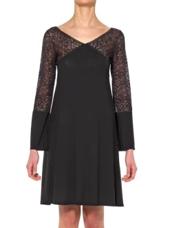 Edle Nachthemden^IMEC Nachtkleid JASMINE aus Modal von schwarz