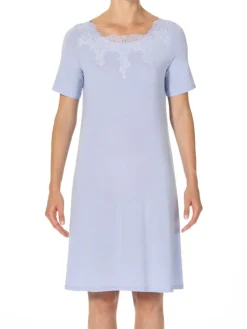 Edle Nachthemden^IMEC Nachtkleid knielang DANIELA flieder mit Modal von iris lavendel mit Spitze