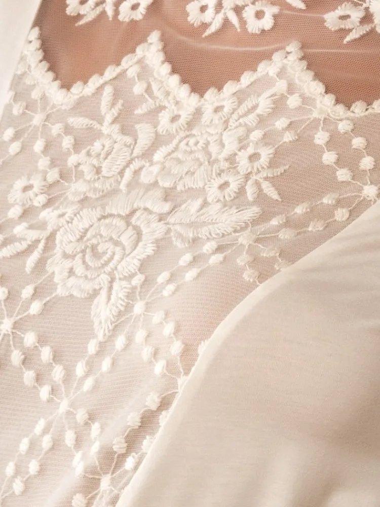 Alle Negligés|Kurze Unterkleider^Cotton Club Negligé Tüll REZE von Oro Baroque schwarz oder champagner cremeweiß