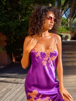 Alle Negligés|Seidenneglige^Marjolaine Neglige NYMPHE No. 4 lang Stretchseide