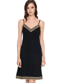 Strandkleider & Sommerkleider|Freizeit- & Reisekleidung^Gattina Nighty mit Seide TESSA schwarz-gold von schwarz mit gold