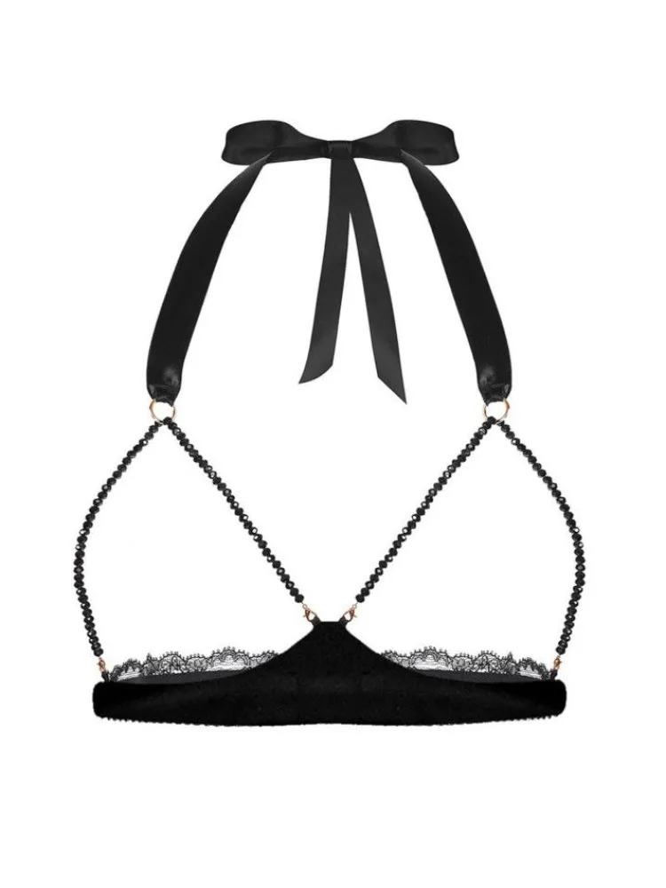 Sexy Kleinigkeiten|Alle Bhs^Cadolle Offener Triangel-BH GEISHA SG mit Schmuck-Kristallen von elfenbein oder schwarz