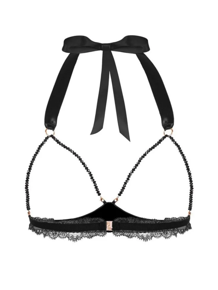 Sexy Kleinigkeiten|Alle Bhs^Cadolle Offener Triangel-BH GEISHA SG mit Schmuck-Kristallen von elfenbein oder schwarz