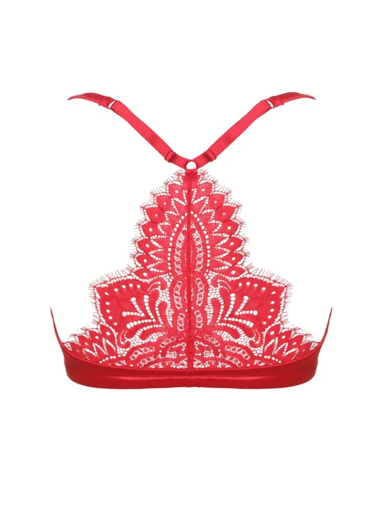 Alle Bhs^Prelude Push Up BH mit Spitzenrücken BLACK SWAN von Milano schwarz und rot