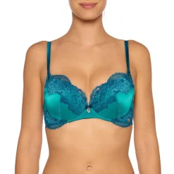 Alle Bhs^Millesia Push-Up BH ADRIANA von mit Seide türkisblau oder gold-sand farben mit Spitze