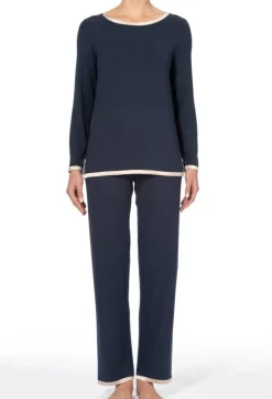 Feine Pyjamas^IMEC Pyjama GIADA dunkelblau aus Modal von dunkelblau mit gold