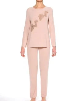 Feine Pyjamas^IMEC Pyjama GISELLE rosa aus Modal von puder-rosé mit Spitze
