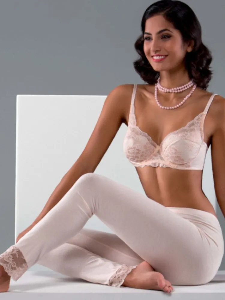 Lounge-Wear^Cotton Club Pyjama Hose PRATA aus Viskosemix von puder rosé