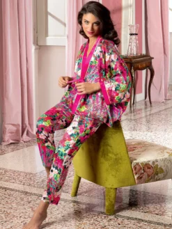 Alle Unterteile^Lise Charmel Pyjamahose ENVOLEE DE FLEURS aus Stretchseide von pink mit Blumenmuster