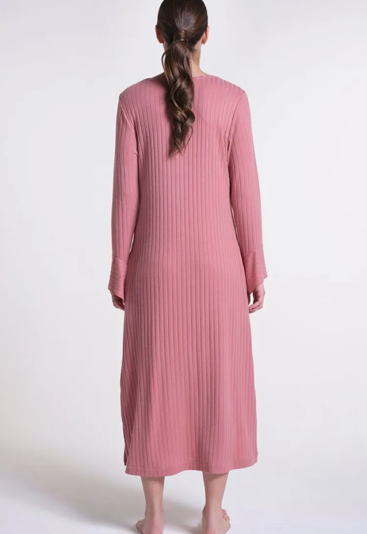 Lounge-Wear|Edle Nachthemden^Verdiani Ripp-Jersey Kleid lang LOUNGE No. 2 altrosé Viscosemix von altrosa