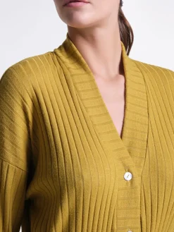 Lounge-Wear|Exquisite Morgenmäntel^Verdiani Ripp-Jersey Morgenmantel Viscosemix LOUNGE No. 1 lang von schwarz oder senfgelb