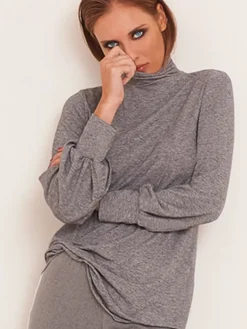 Lounge-Wear|Mit Rollkragen^Chiara Fiorini Rollkragen-Shirt MELANGE grau von mit Wolle grau meliert