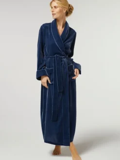 Lounge-Wear|Exquisite Morgenmäntel^Vivis Samt Morgenmantel lang DANIELA von mit Seide