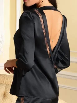 Bluse & Tunika^Lise Charmel Satin Bluse ADORABLE EN SEXY mit Spitze von schwarz