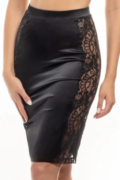 Unterröcke^Prelude Satin Lingerie Rock MARLENE mit Spitze von Milano