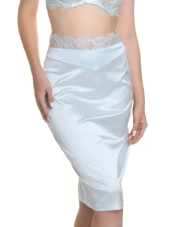 Unterröcke^Prelude Satin Lingerie Rock VALSE mit Spitze von Milano schwarz oder eisblau